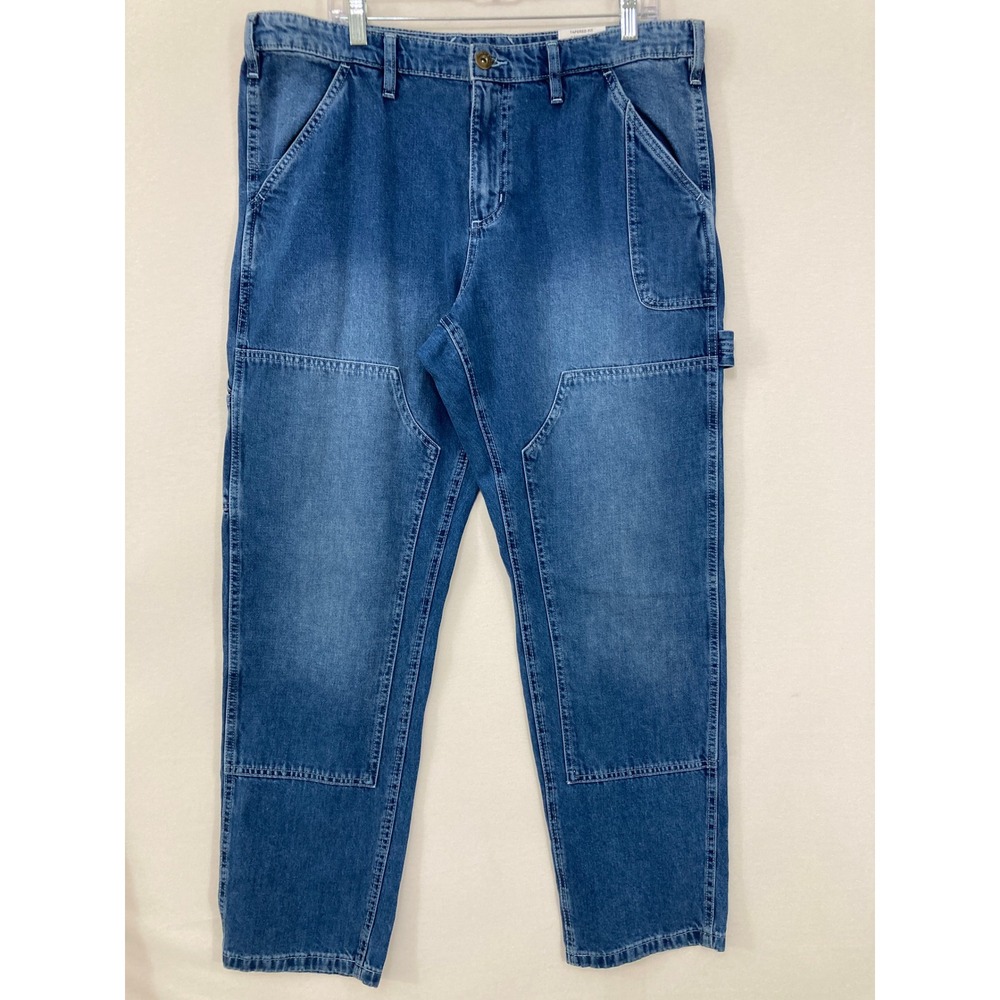 New Sun + Stone Carpenter Jeans size 36x32 Tapered Fit Double Knee Utility
